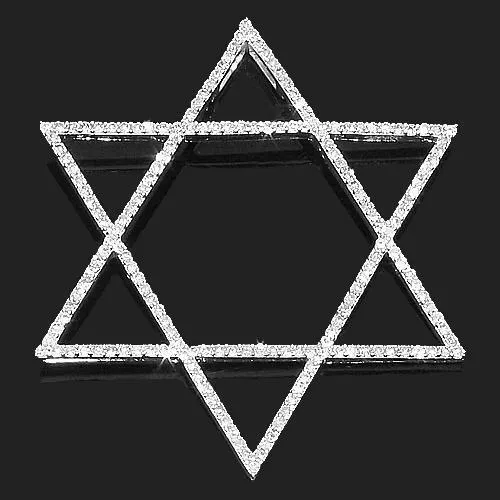 14K White Solid Gold Womens Diamond Star of David Pendant 0.70 Ctw