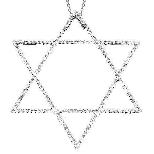 14K White Solid Gold Womens Diamond Star of David Pendant 0.70 Ctw