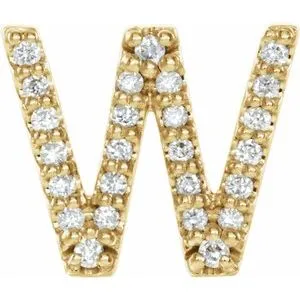 14K Yellow .07 CTW Diamond Single Initial W Earring
