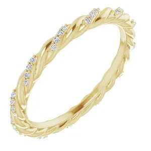14K Yellow 1/10 CTW Diamond Rope Eternity Band Size 7
