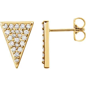 14K Yellow 1/3 CTW Diamond Triangle Earrings with Backs