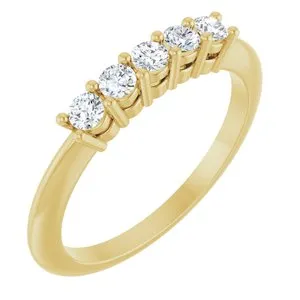 14K Yellow 1/3 CTW Natural Diamond Five-Stone Anniversary Band