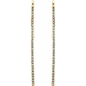 14K Yellow 1/4 CTW Diamond Vertical Bar Earrings