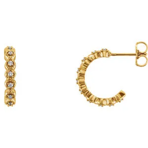 14K Yellow 1/6 CTW Diamond J-Hoop Earring