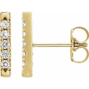 14K Yellow 1/8 CTW Diamond French-Set Bar Earrings