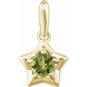 14K Yellow 3 mm Round August Youth Star Birthstone Pendant
