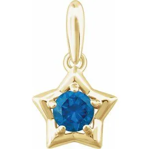 14K Yellow 3 mm Round December Youth Star Birthstone Pendant