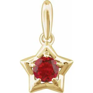 14K Yellow 3 mm Round January Youth Star Birthstone Pendant
