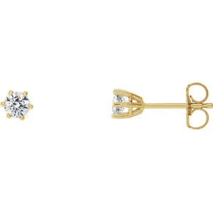 14K Yellow 3.4 mm SI2-SI3 1/3 CTW Diamond 6-Prong Wire Basket Earrings