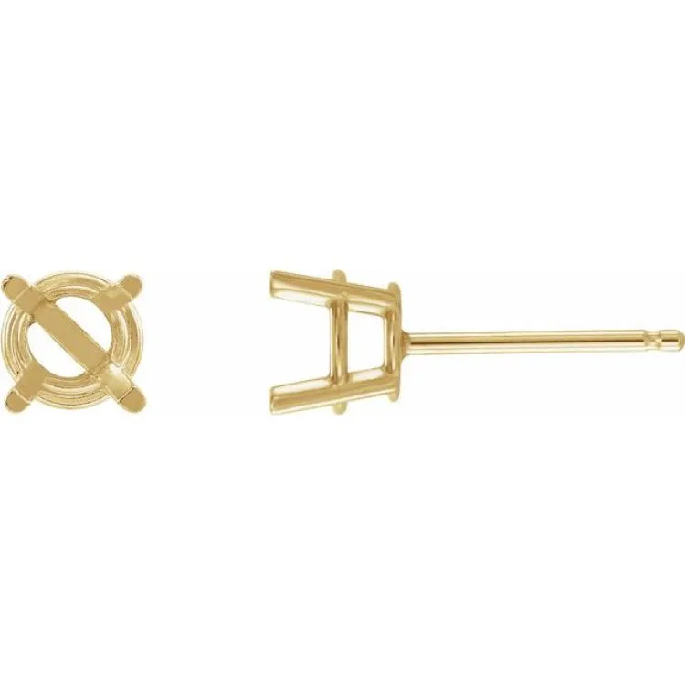 14K Yellow 8 mm Lab-Grown Blue Sapphire Stud Earrings