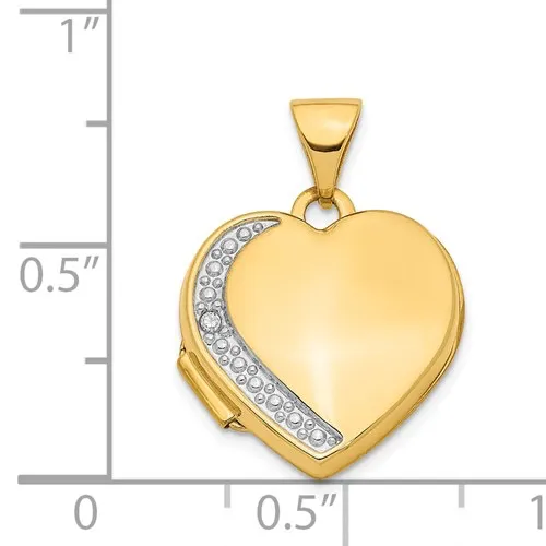 14K Yellow Gold (0.005ct) Diamond Polished Heart Locket