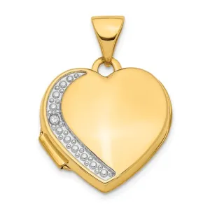 14K Yellow Gold (0.005ct) Diamond Polished Heart Locket