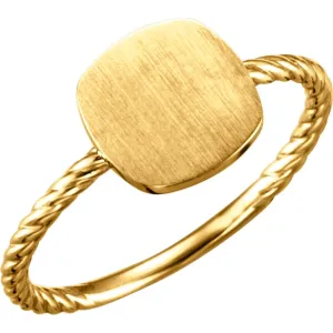 14k Yellow Gold Antique Engravable Rope Ring , Size 7