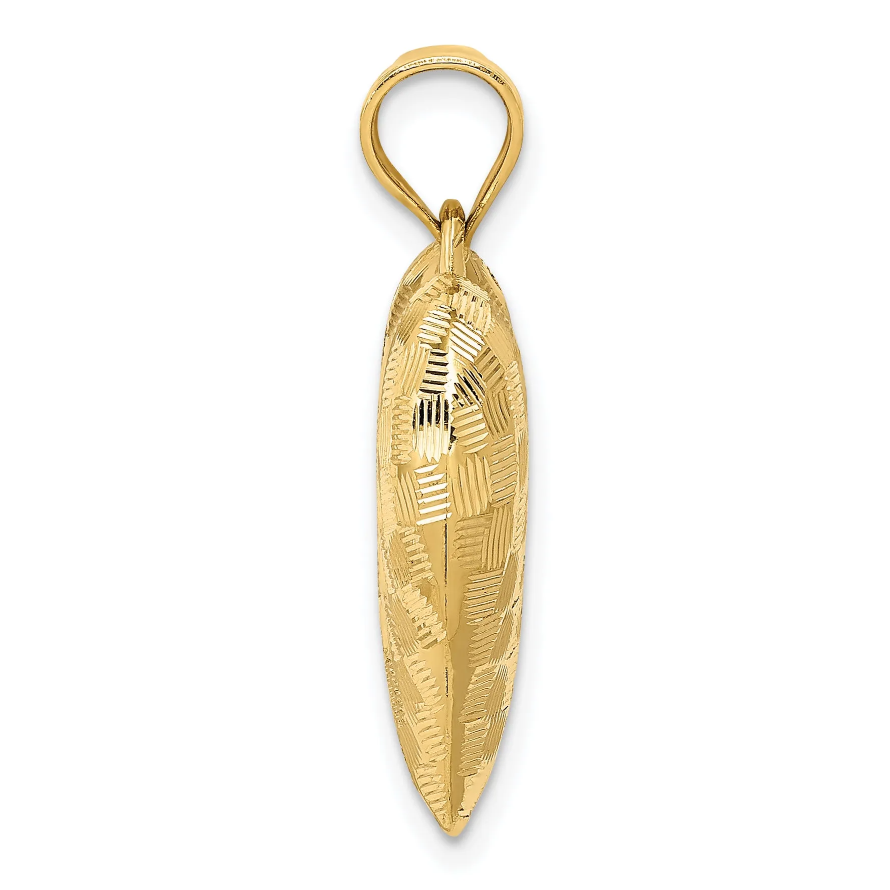 14k Yellow Gold Basket Weave Pattern 3-D Heart Design Pendant