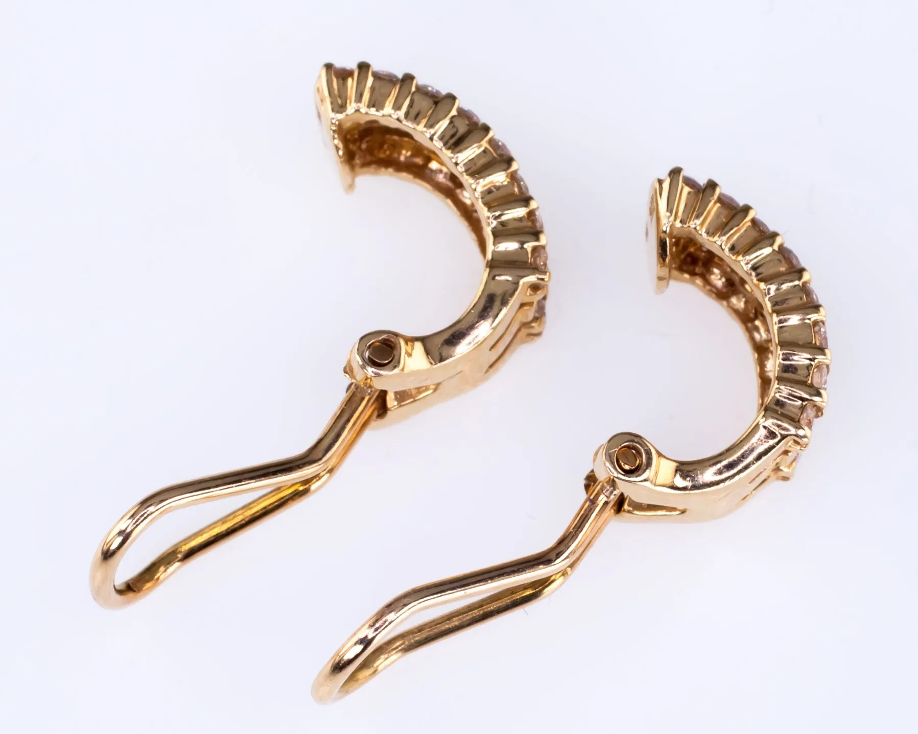14k Yellow Gold Diamond Clip-On Earrings TCW = Appx 1 Ct/H/SI