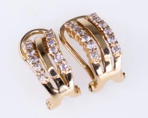14k Yellow Gold Diamond Clip-On Earrings TCW = Appx 1 Ct/H/SI