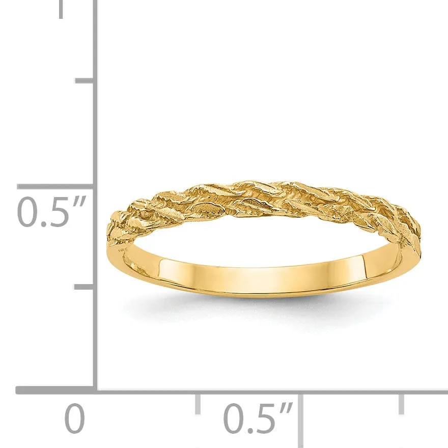 14k Yellow Gold Diamond Cut Rope Ring