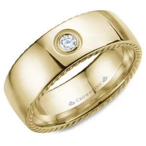 14K Yellow Gold Diamond Men's Band