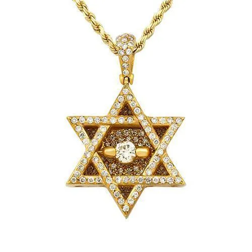 14k Yellow Gold Diamond Star of David Pendant 1.50 Ctw