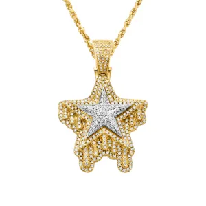14k Yellow Gold Diamond Two Tone Star Pendant 1.24 Ctw