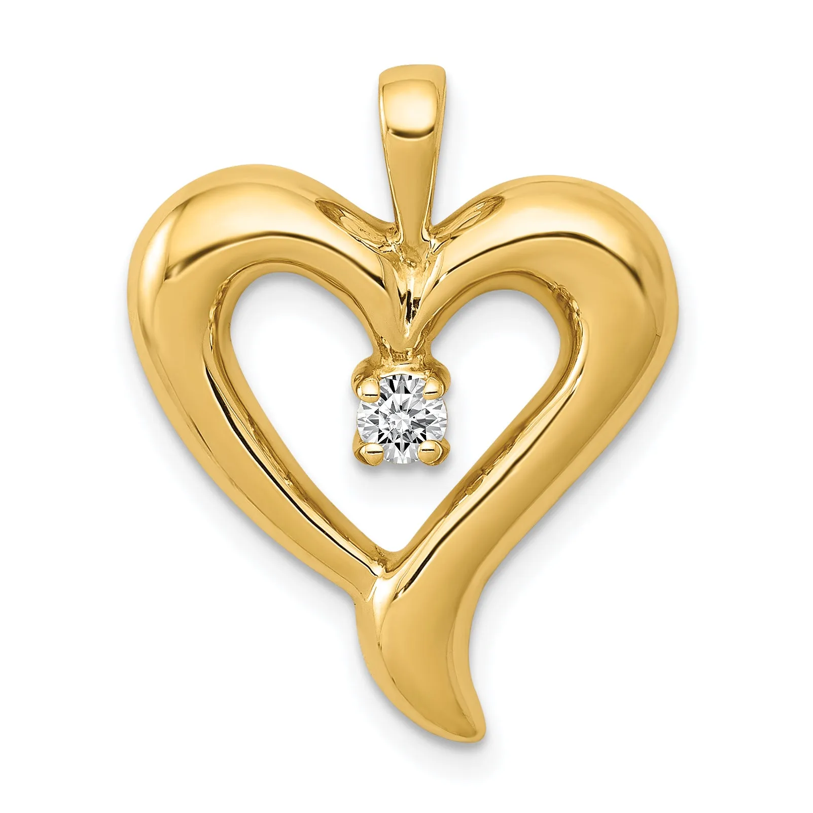 14k Yellow Gold l1 Clarity G-I Color Diamond Heart Fashion Design Pendant