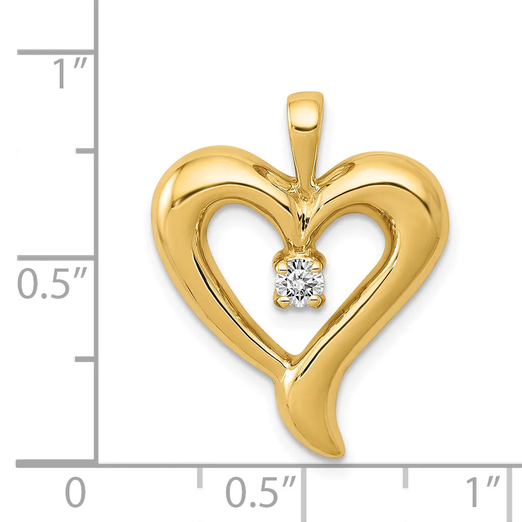 14k Yellow Gold l1 Clarity G-I Color Diamond Heart Fashion Design Pendant