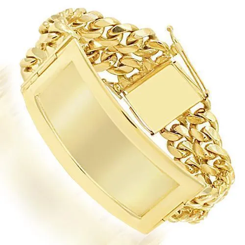 14K Yellow Gold Mens ID Bracelet