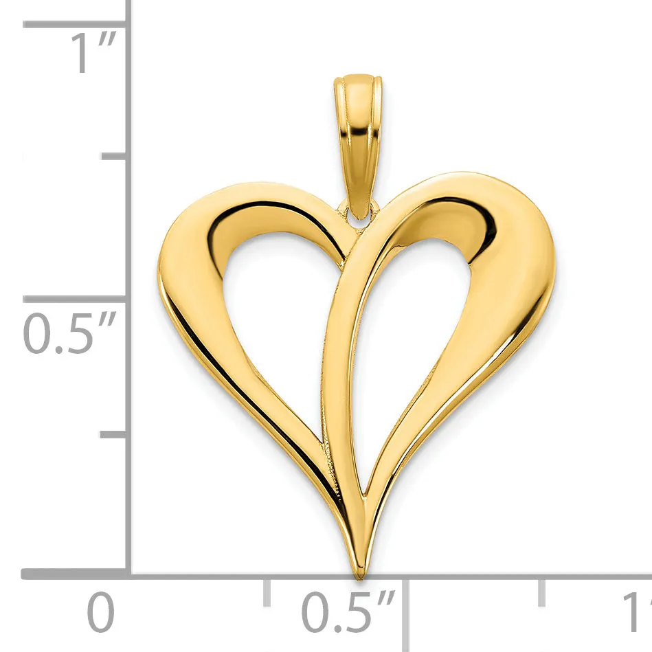 14k Yellow Gold Open Heart Pendant