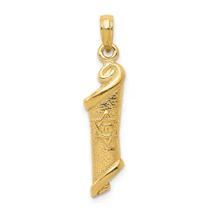 14k Yellow Gold Polish Texture Finish Torah with Star of David Pendant