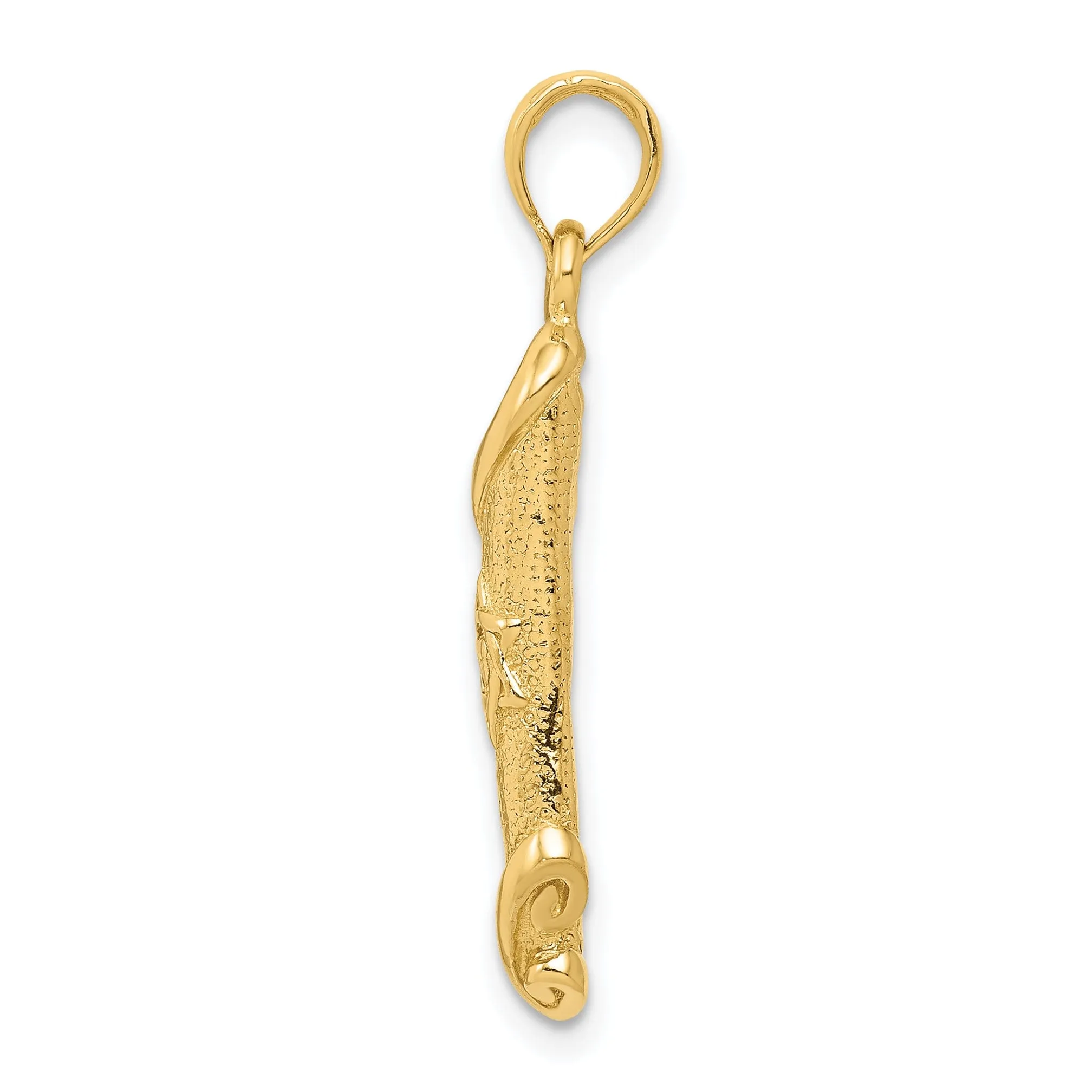 14k Yellow Gold Polish Texture Finish Torah with Star of David Pendant