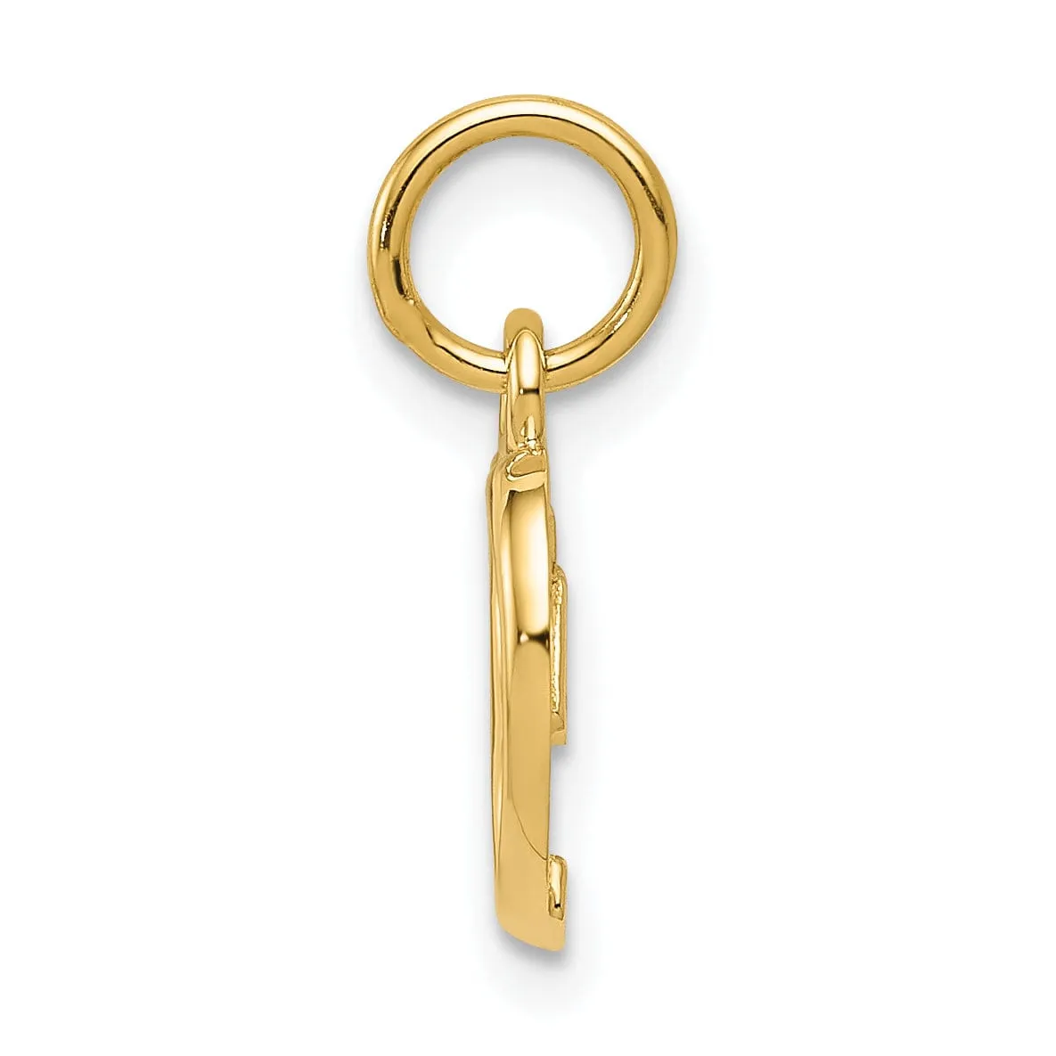 14K Yellow Gold Polished Finish 3-Dimensional Open Back Heart Sleek Shape Design Charm Pendant