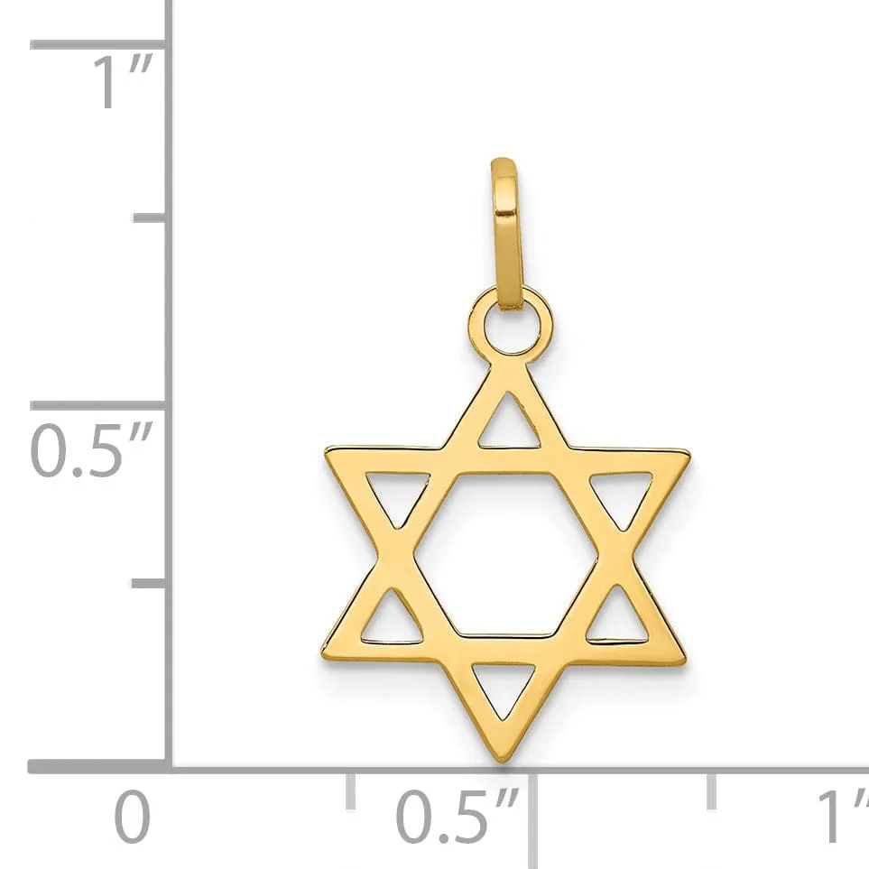 14K Yellow Gold Polished Finish Flat Back Star of David Pendant