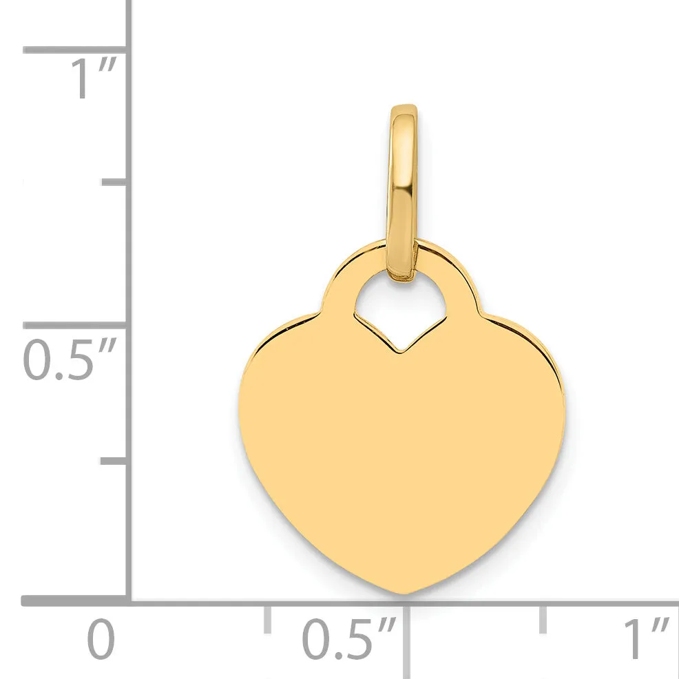 14k Yellow Gold Polished Heart Shaped Disc Pendant