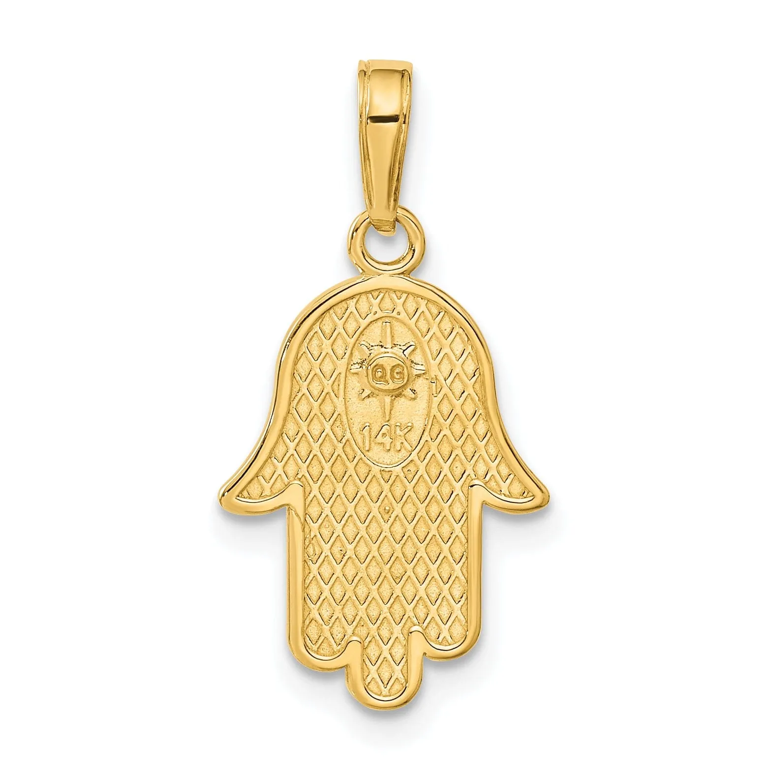 14k Yellow Gold Polished Jewish Hand of God with Star of David Pendant