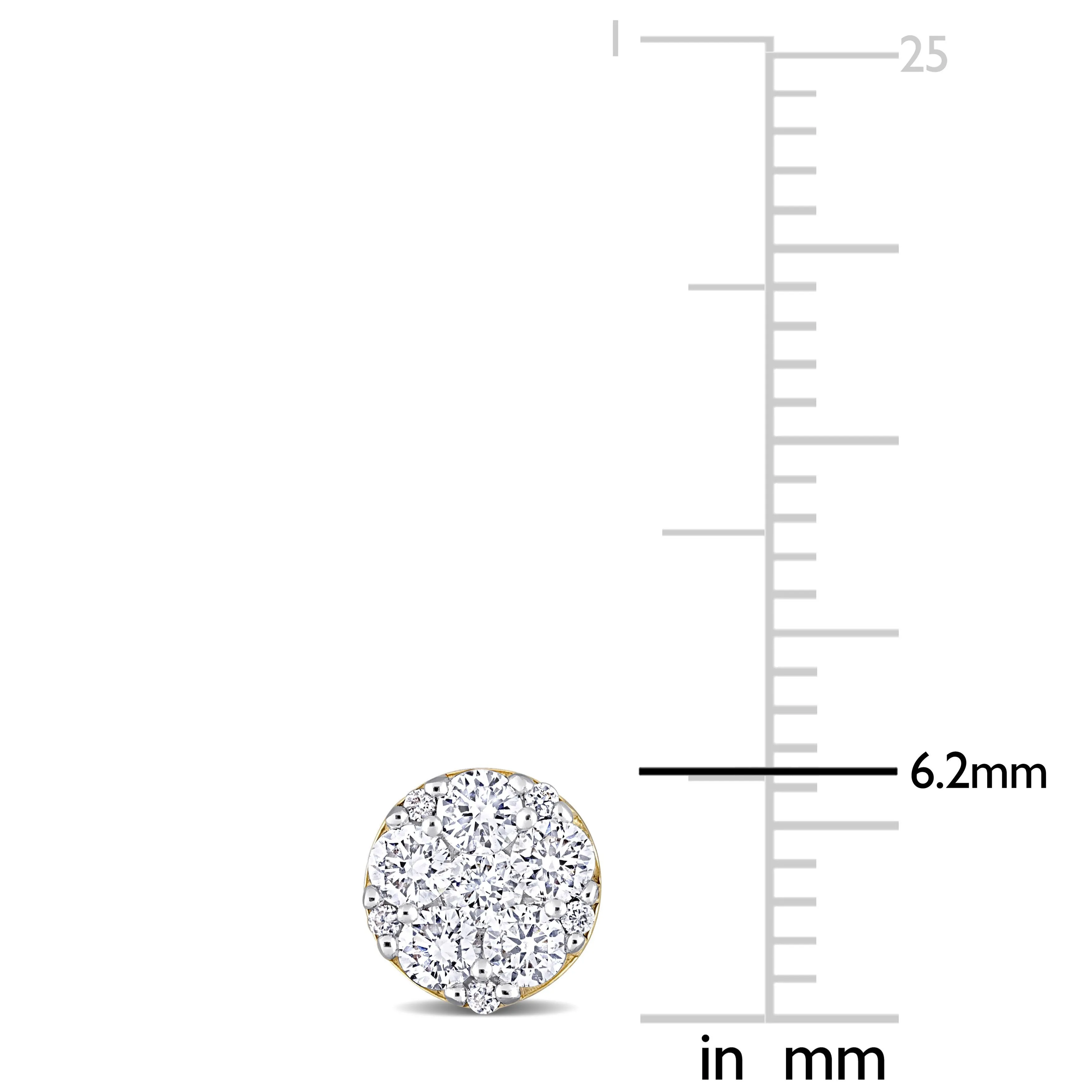 14K Yellow Gold Prong-Set Cluster Round Diamond Earrings