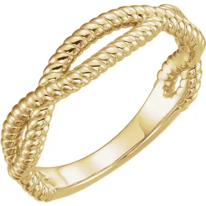 14k Yellow Gold Rope Ring, Size 7