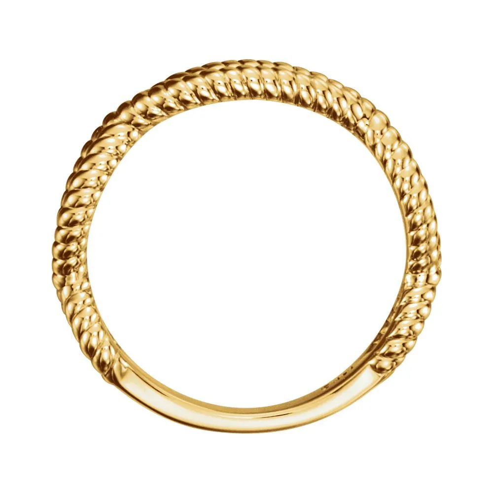 14k Yellow Gold Rope Ring, Size 7