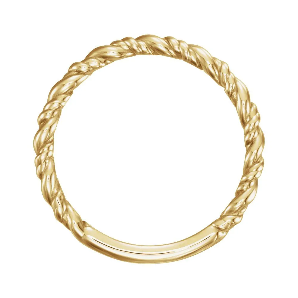 14k Yellow Gold Stackable Rope Ring, Size 7