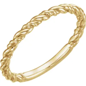 14k Yellow Gold Stackable Rope Ring, Size 7