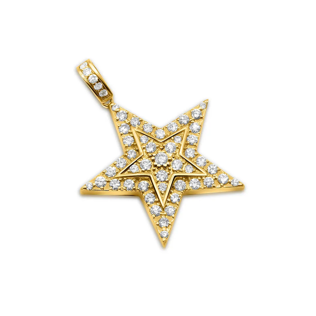 14K Yellow Gold Star Pendant 2.58ctw