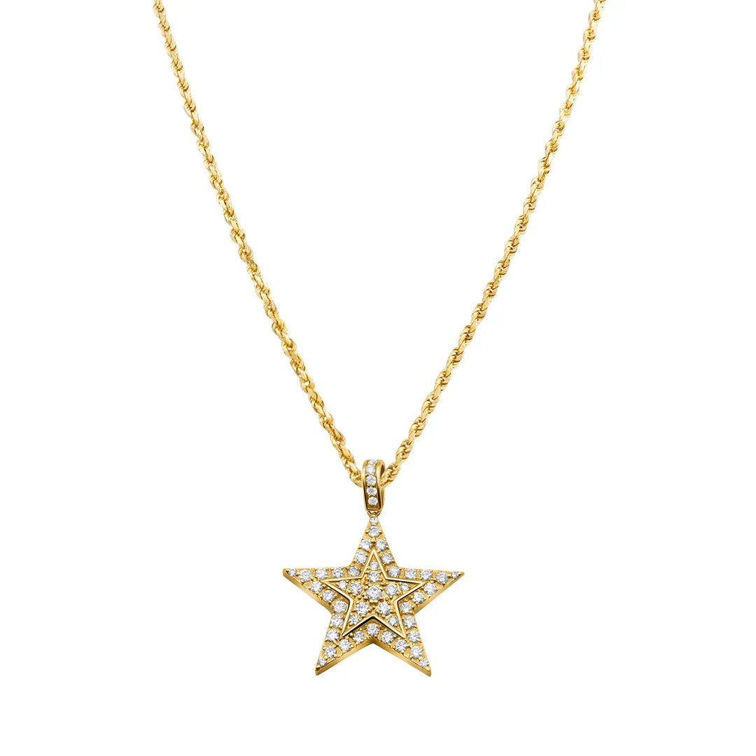 14K Yellow Gold Star Pendant 2.58ctw