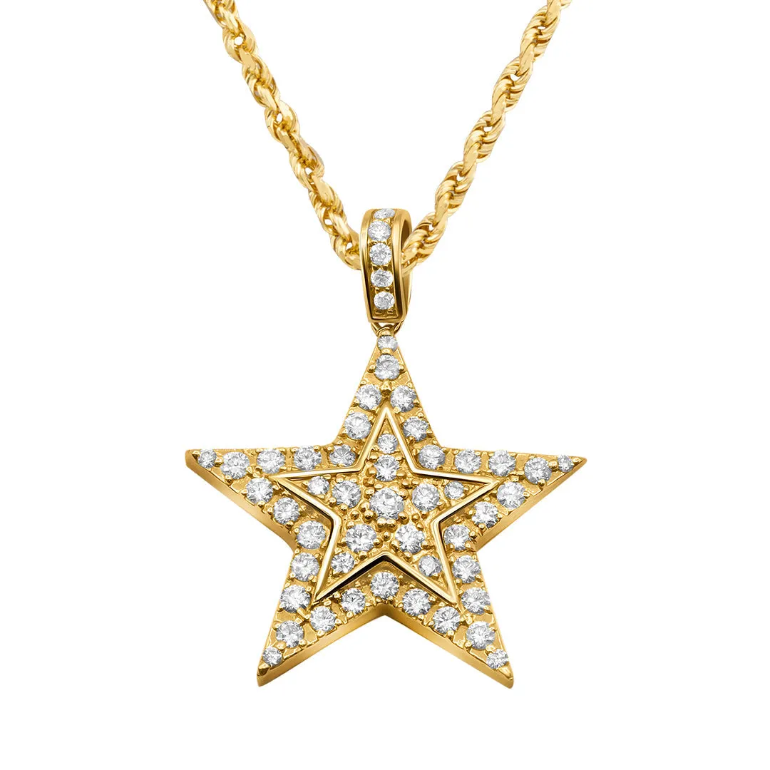 14K Yellow Gold Star Pendant 2.58ctw