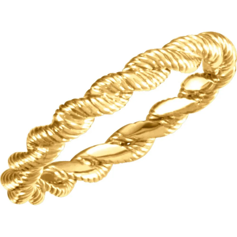 14k Yellow Gold Twisted Rope Band Size 6