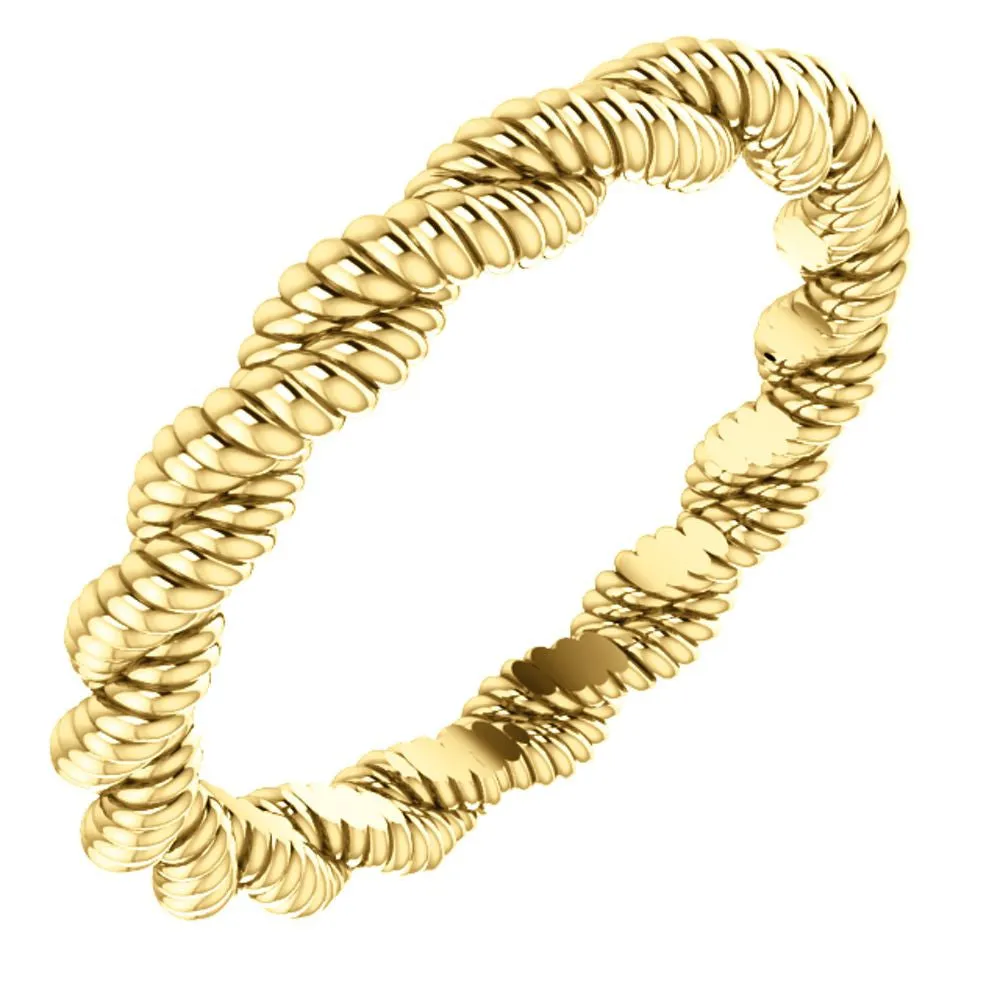 14k Yellow Gold Twisted Rope Band Size 6