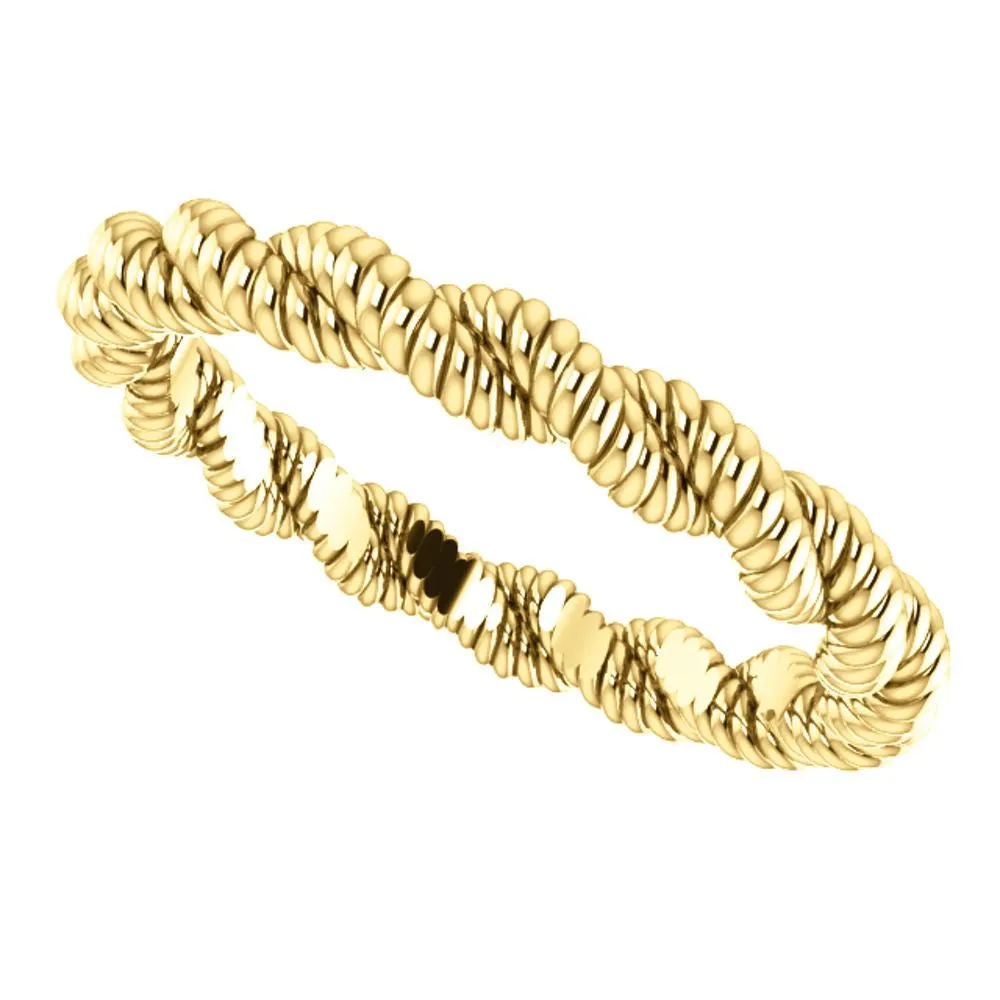 14k Yellow Gold Twisted Rope Band Size 6