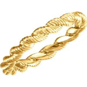 14k Yellow Gold Twisted Rope Band Size 6