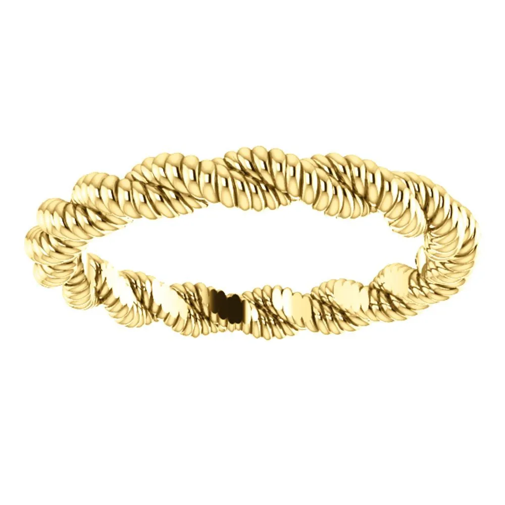 14k Yellow Gold Twisted Rope Band Size 6
