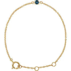 14K Yellow Imitation Blue Zircon Youth Birthstone 4 1/2-5 1/2" Bracelet
