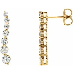 14K Yellow Journey Diamond Earrings