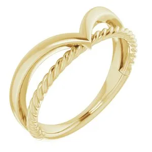 14K Yellow Negative Space Rope Ring